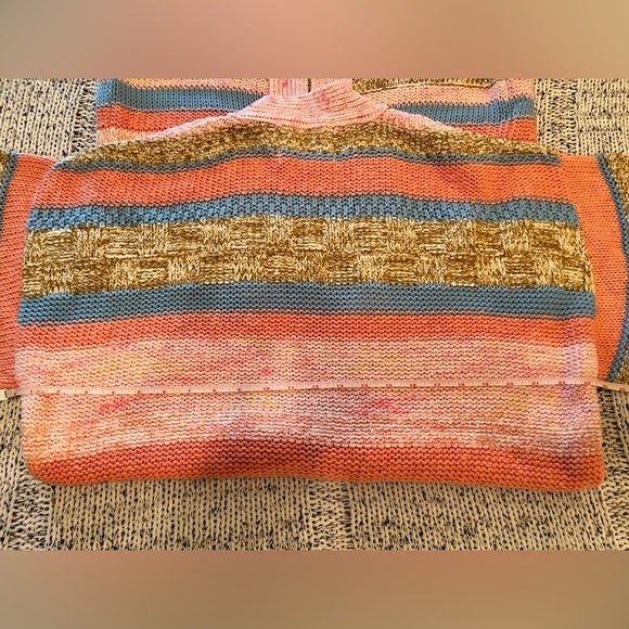 Anthropologie Textured Striped Open Front Cardigan Pink Multi One Size OS NWT - Picture 7 of 8